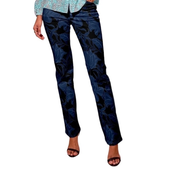 Tucker NYC Midnight Peony Stretch Organic Cotton Twill 5 Pocket Style Zipper Fly - Picture 1 of 15